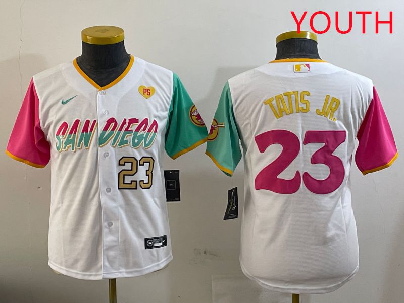 Youth San Diego Padres #23 Tatis jr White City Edition 2025 Nike MLB Jersey style 9